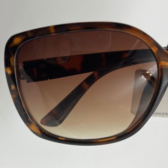 NWT Oscar De La Renta  Brown Tortoise Sunglasses Side Gold Tone Logo Mod 1341215 - Picture 9 of 11